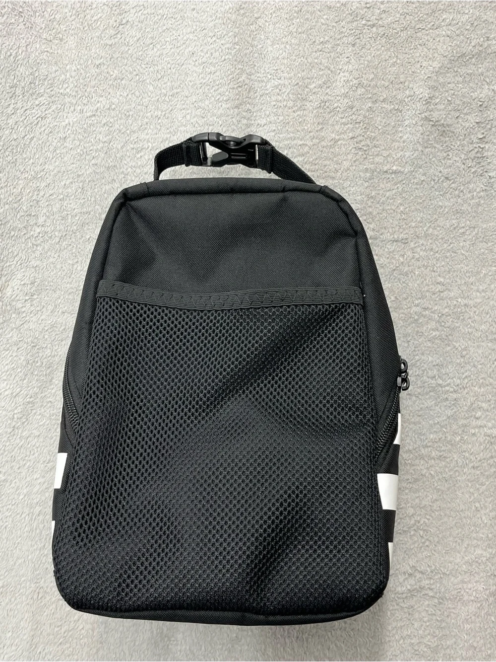 adidas Black Lunchbox with White Logo and Stripe Accents